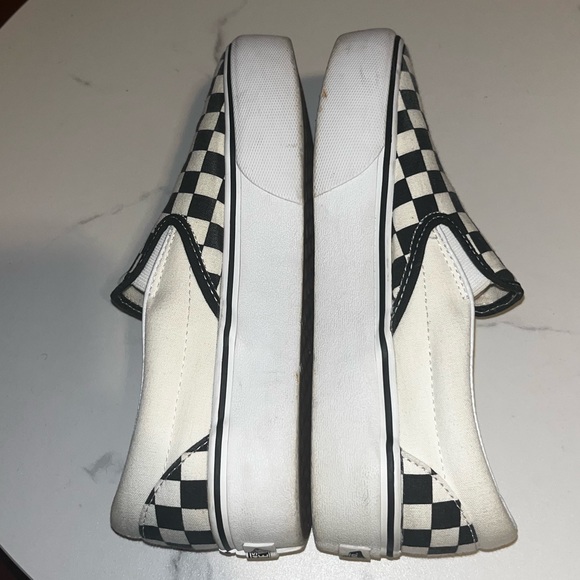White & Black Checkered Slip on Vans - Picture 5 of 7